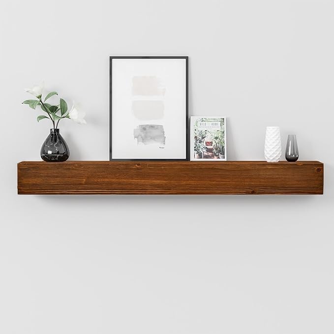 GOLDENPOLEY 60'' Wood Fireplace Mantel Shelf, FMH-WNB-606TM