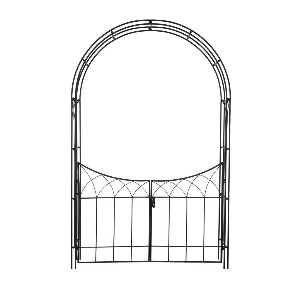 Juniper + Ivory Grayson Lane 86 In. x 55 In. Traditional Garden Arbor Black Iron - 31617