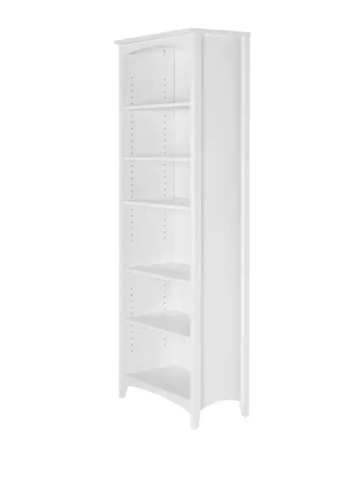 Shaker Style 72 in. White Wood 6-shelf Standard Bookcase with Adjustable Shelves