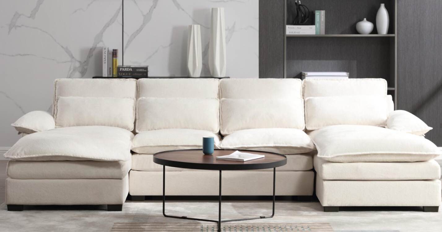 U Shaped Modular Sectional Sofa Couch, 6 Deap Seats (3  Boxes Ready To Pick Up)