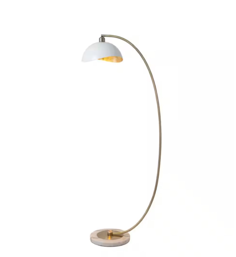 Luna Bella 60 in. White Gold Chair Side Stretch Arc Lamp