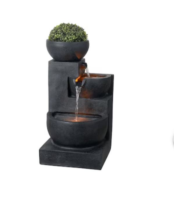 Style Selections 29.92-in H Resin Water Tiered Outdoor Fountain Pump Included