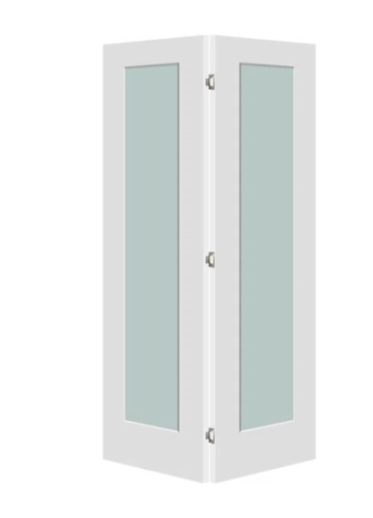 80'' Solid Core Manufactured Wood 1-Lite Frosted Glass Bi-fold Door With Installation Hardware Kit