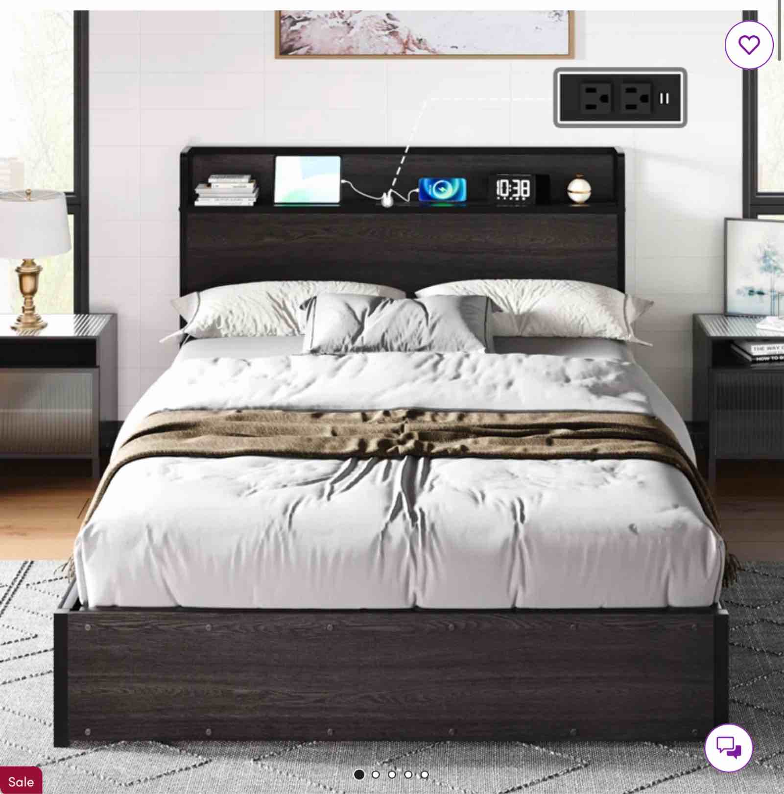 Shila Lift Up Storage Bed Frame & Charging Station