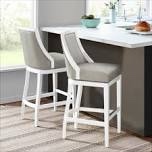 Ellie 19" Wide Solid Rubber Wood Frame Linen Fabric Counter Height Swivel Stool With Back ( 1 piece only) 