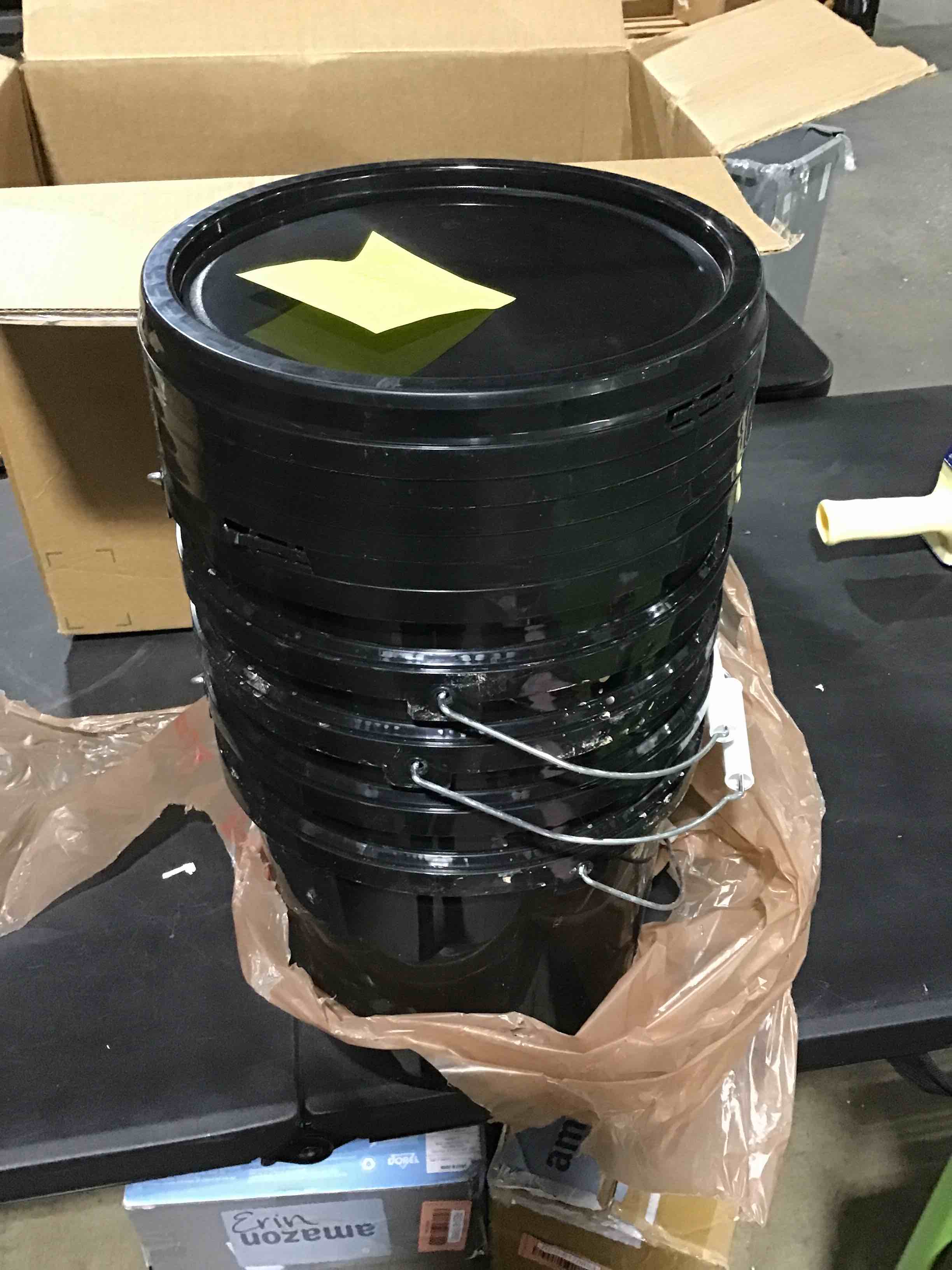 Black Round Bins with Lids 5 ( no stock photo )