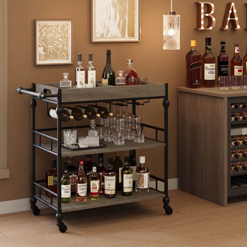 Poteat wood bar cart