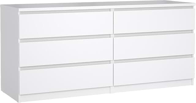 tvilum double dresser 6 drawer white(incomplete box 2/2)