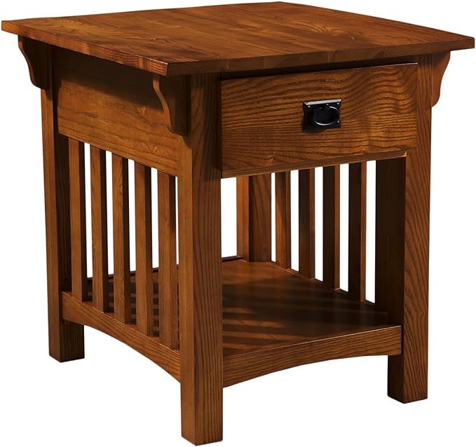 Mission Solid Wood End Table in Medium Oak