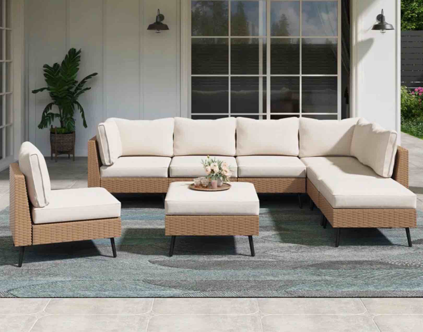 Greysun 8 - Person Outdoor Seating Group with Cushions(incomplete only corner sofa with ottoman)