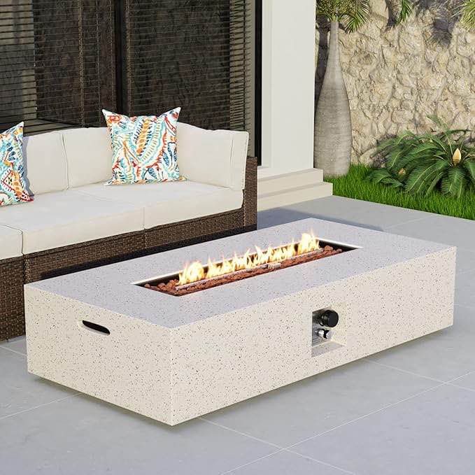 COSIEST 56inch x 28inch Outdoor Propane Fire Pit Coffee Table w