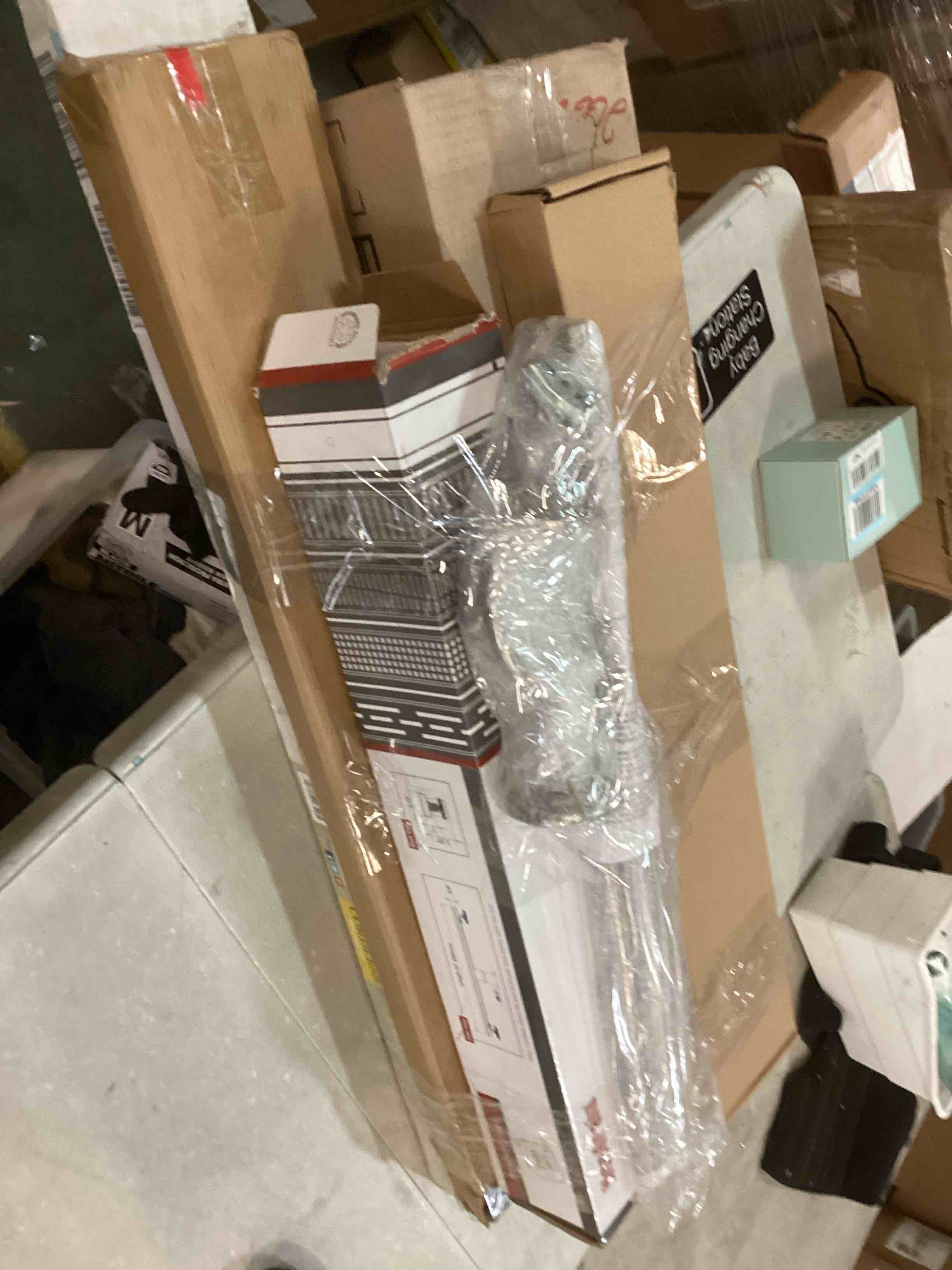 Assortment of Miscellaneous products (May Include cordless shade, curtain rods, retractable baby gate, Led universal linear lamp and more or other use)