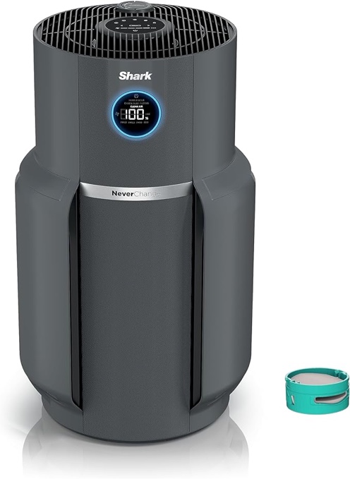 Shark HP301 NeverChange Air Purifier MAX, 5-year filter, save $300+ in filter replacements, Whole Home, 1300 sq. ft., Odor Neutralizer Technology, captures 99.98% of particles, dust, smells, Grey