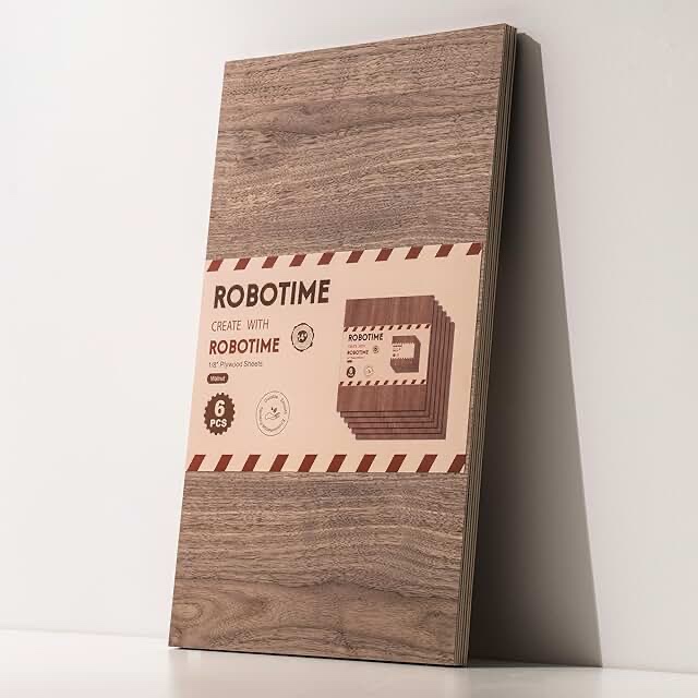 ROBOTIME 6Pcs 3mm Walnut Plywood, 1/8 Plywood Crafting Wood Sheets for Laser Cutting & Engraving, Thin Walnut Boards for Wood Project, 12"x20"