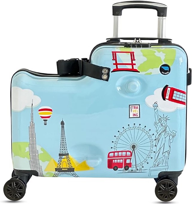 itsy rider ride-on stroller suitcase, blue