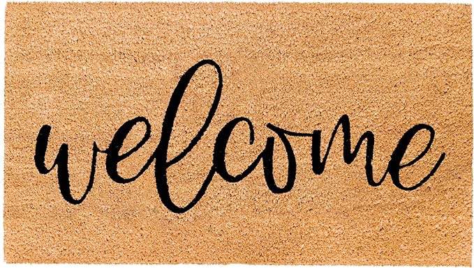 THEODORE MAGNUS Natural Coir Doormat with Non-Slip Backing - 17 x 30 - Outdoor/Indoor - Welcome Mats - Welcome - COIR-1730-15-122