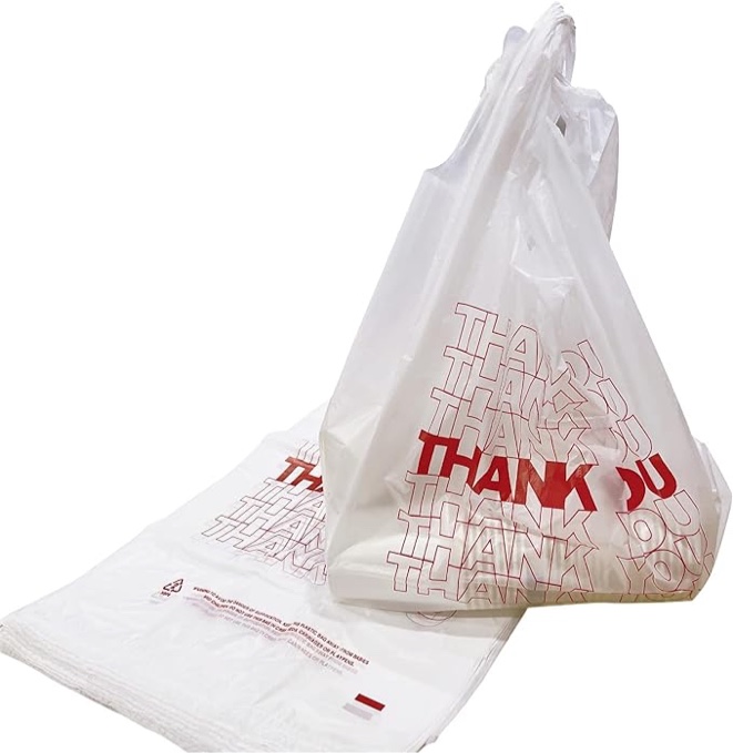 TashiBox 1000 Ct plastic bags/Shopping Bags/Thank You Bags/Reusable and Disposable Grocery Bags - Measures 11.5" X 6.25" X 21", 15mic, 0.6 Mil
