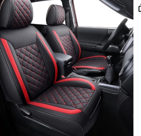 Tomatoman Tacoma Seat Covers Customized for 2005-2024 4Runner Extended SR V6 Pickup Truck, Waterproof Faux Leather Car Cushions(Rear Seat, Black-Blue)