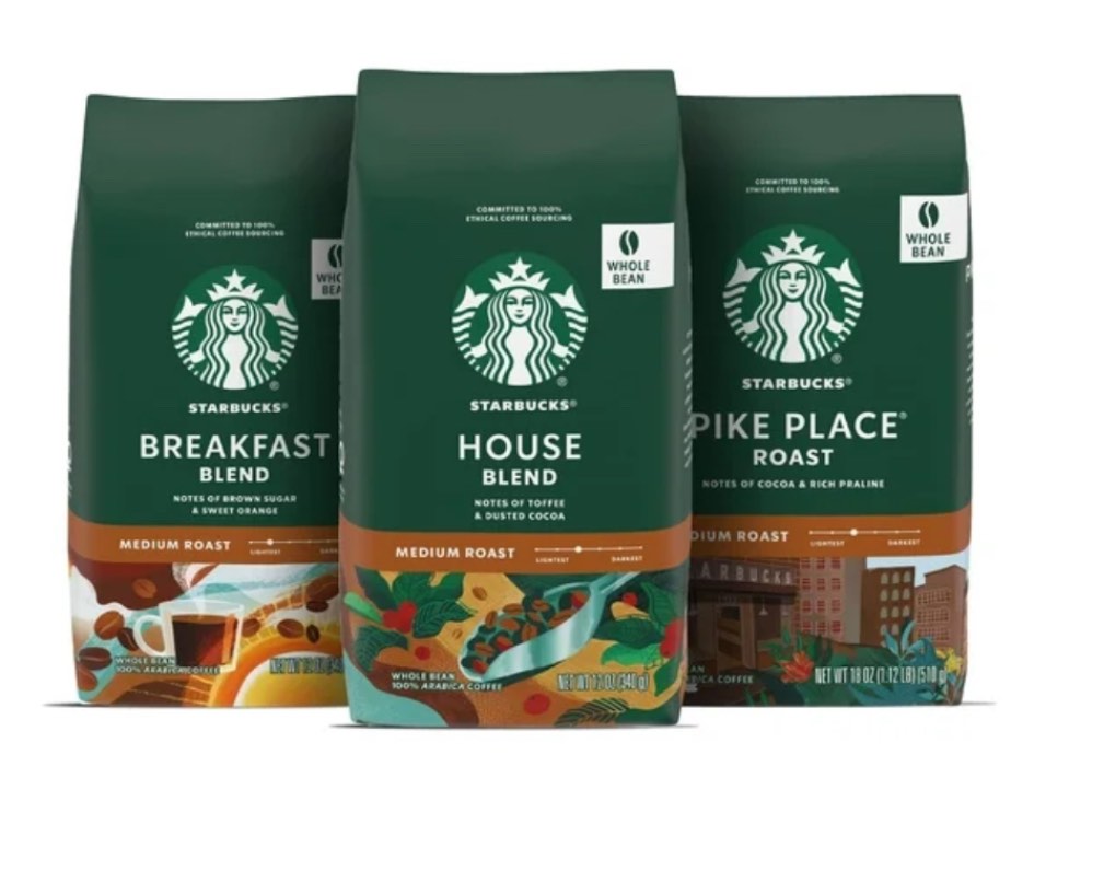Starbucks Medium Roast Whole Bean Coffee—Variety Pack—3 bags (12 oz each) Whole Bean 12 Ounce (Pack of 3)