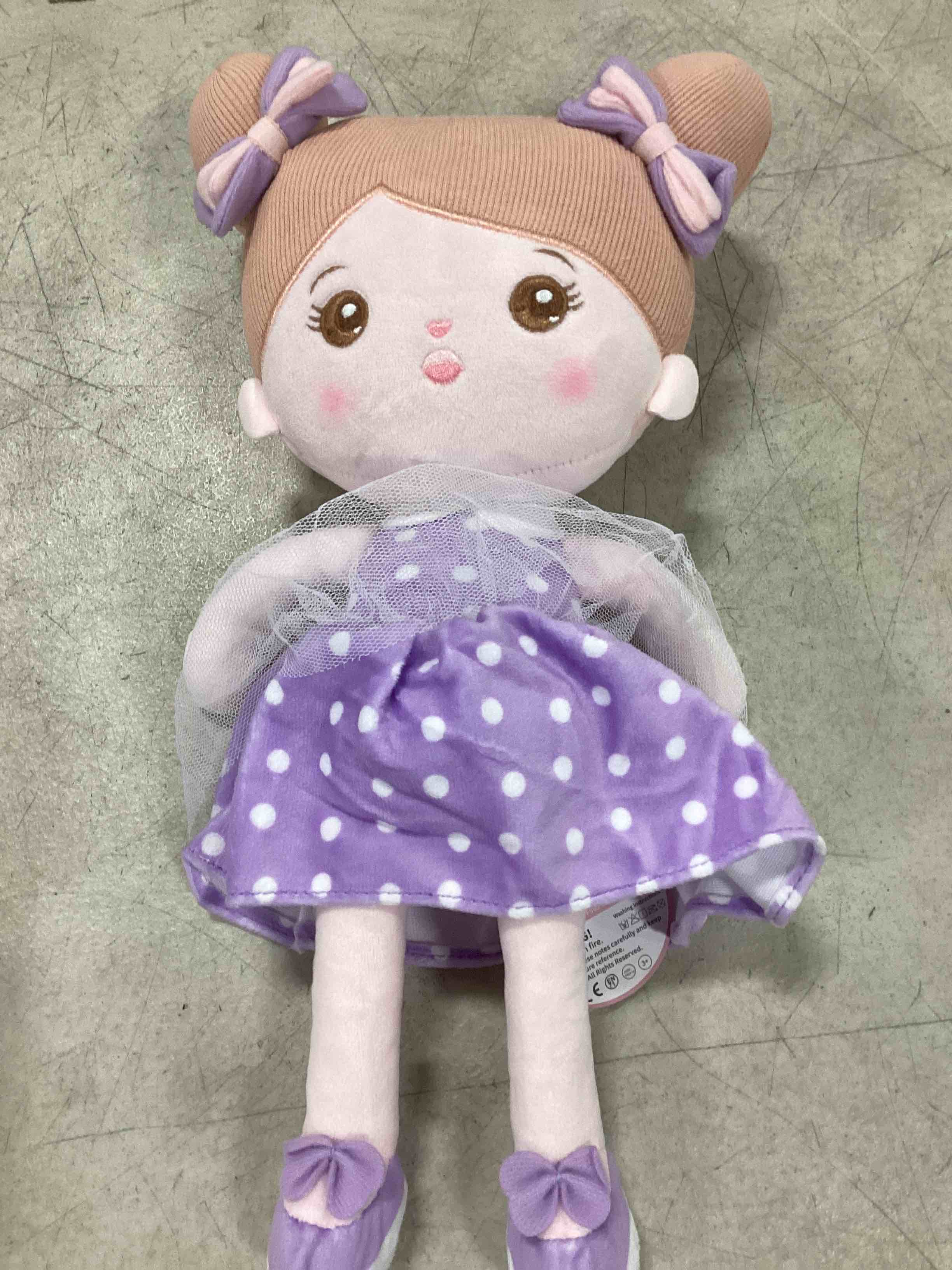 OUOZZZ 10" Soft Baby Doll Gift Set - First Baby Doll Plush Rag Doll Sleeping Cuddle Buddy Doll Toy purple  Mini Doll Set for Kids Girls Boys A-abby03 Brace Set