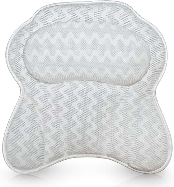 Bath Haven Bath Pillow Bathtub Pillow Back Neck Support Pillow, Spa Cushion for Tub, Relaxing Headrest Bath Pillow, Portable Washable Bathtub Accessories with 3D Air Mesh Thick Soft Bath Pillow, White