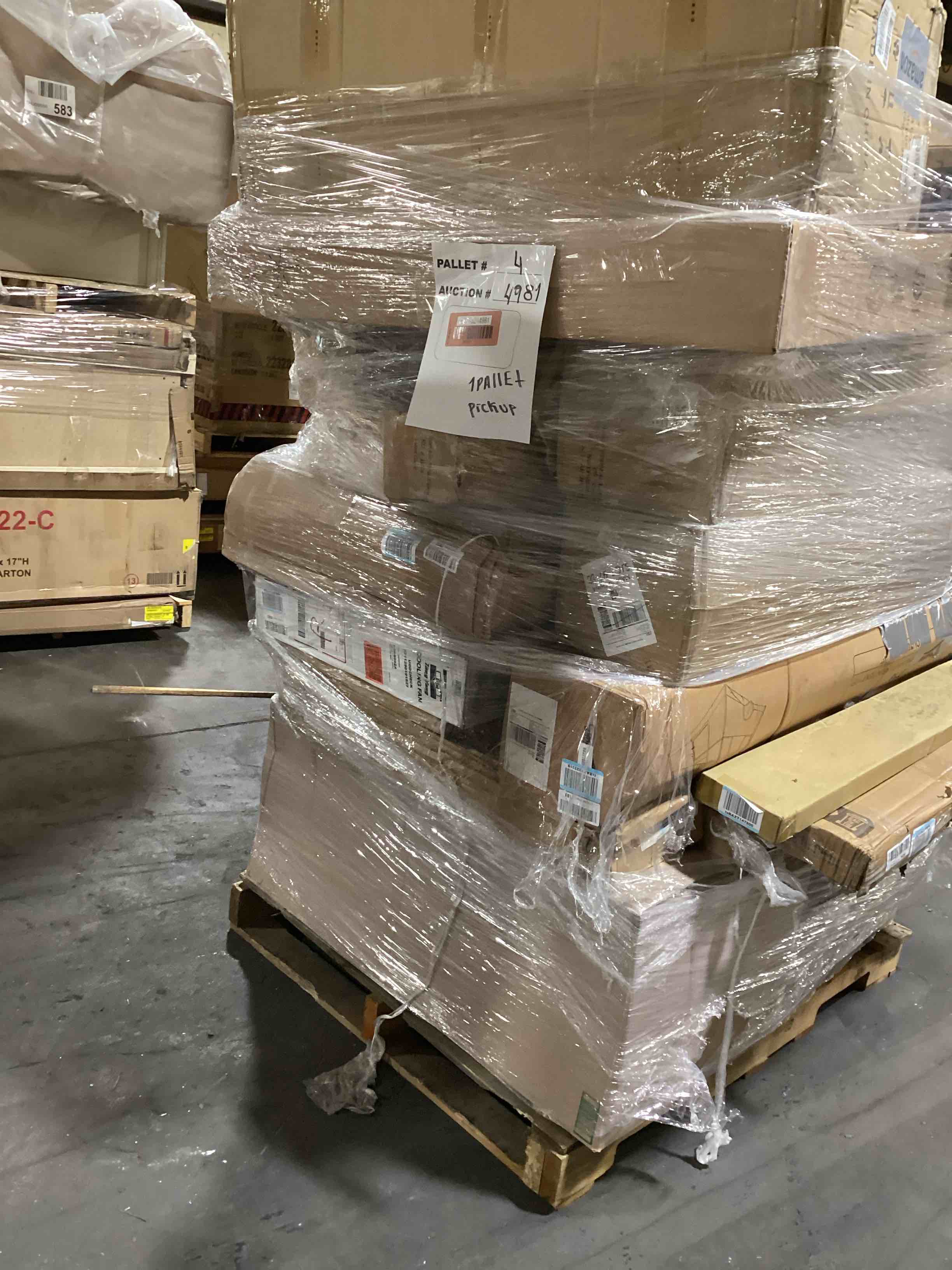 4. skid pallet boxes surprise ( good condition or as is) 30 items or more