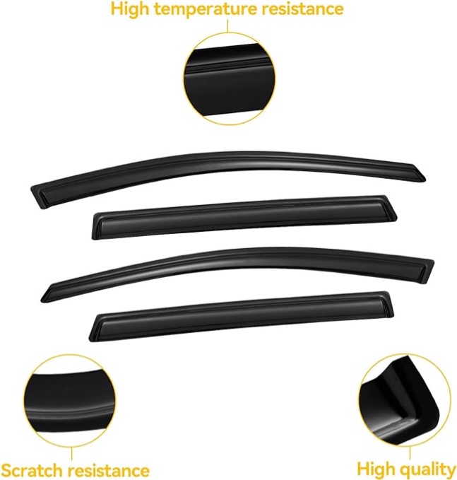 CMVT Auto Window Visors for 2017-2022 Honda CR-V/CRV, Rain Guards Shields Vent Shade Deflector Dark Smoke 2018 2019 2020 2021, Tape-On, 4PCS