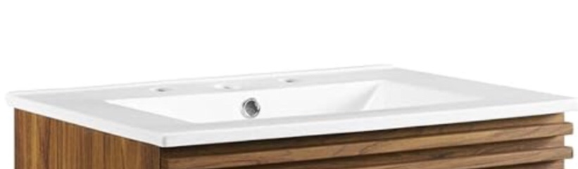 Modway Render Mid-Century Bathroom Vanity With Sink in Walnut White,24 Inch 24 Inch Walnut / White Sink