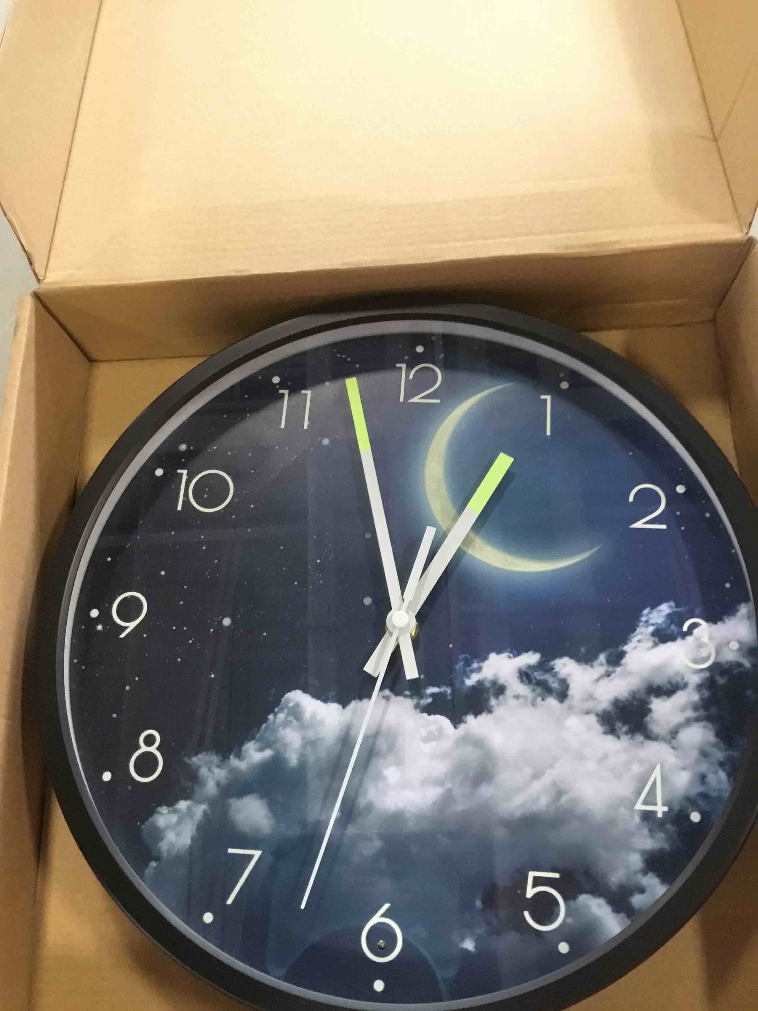OCEST Night Light Wall Clock for Bedroom, 12 Inch Silent Battery-Operated LED Wall Clocks for Living Room/Kitchen, Glow in The Dark Large Digital Display Wall Clock Kids Birthday Gift -Moon Blue Moon Wall Clock