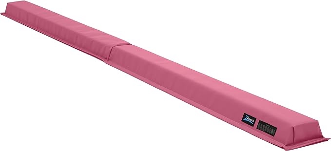 Signature Fitness 8 FT Folding Balance Beam Gymnastics Floor Beam with Anti-Slip Bottom and Carrying Handles, Pink