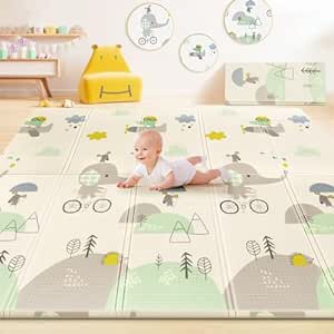 beiens Baby Play Mat Foldable, Extra Large Foam Floor Play Mats, Portable Baby Crawling Mat Waterproof Anti-Slip Puzzle Mat, Indoor Outdoor Activity Playmat for Babies Infants Toddlers Kids Folded Version-Traffic