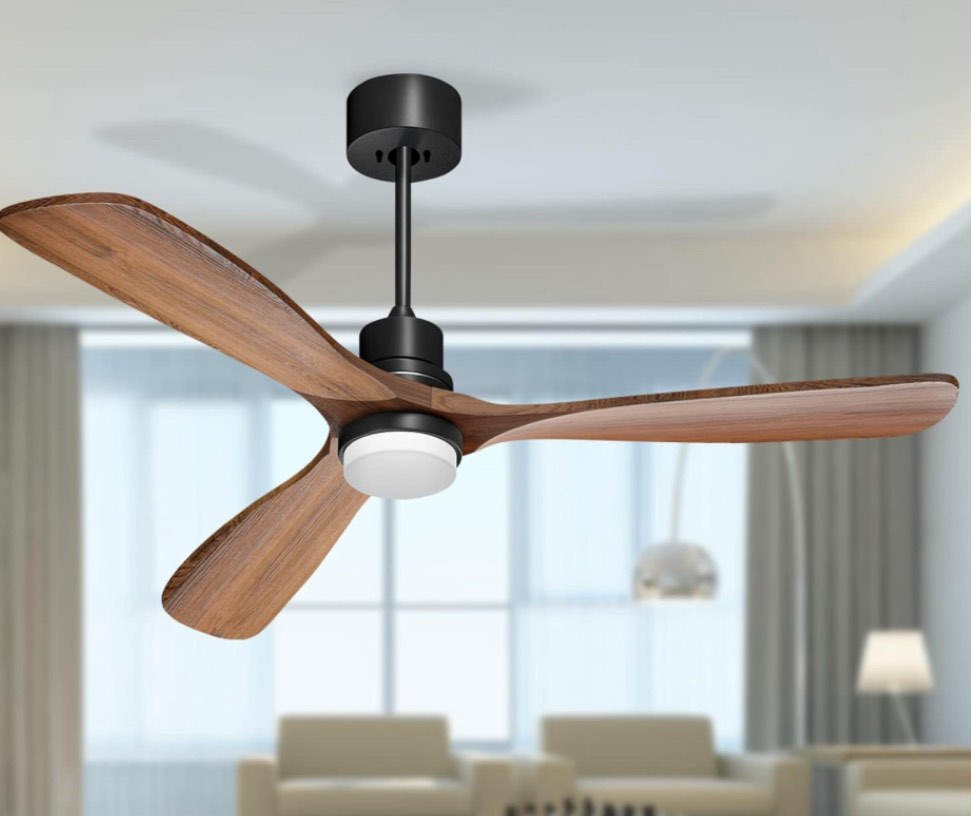 (Incomplete)ghicc Ceiling Fans with Lights and Remote Modern Ceiling Fans, 60" Indoor/Outdoor Ceiling Fans 3 Walnut Wood Blades Reversible Silent DC Motor for Patios Farmhouse Bedroom 60-Inch Wood Blades White body