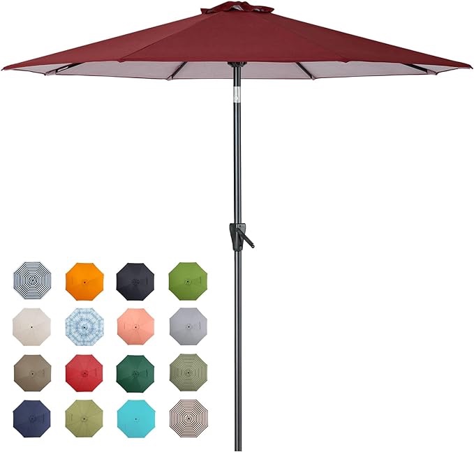 Tempera Patio Market Outdoor Table Umbrella with Push Button Tilt and Crank,Large Sun Umbrella with Sturdy Pole&Fade resistant canopy,Easy to set