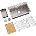 30 Inch Drop In Kitchen Sink Workstation - BoomHoze Topmount Drop In Kitchen Sink Single Bowl 2-Hole 16 Gauge Stainless Steel Kitchen Sink Handmade R10 Deep Kitchen Sink with Cutting Board