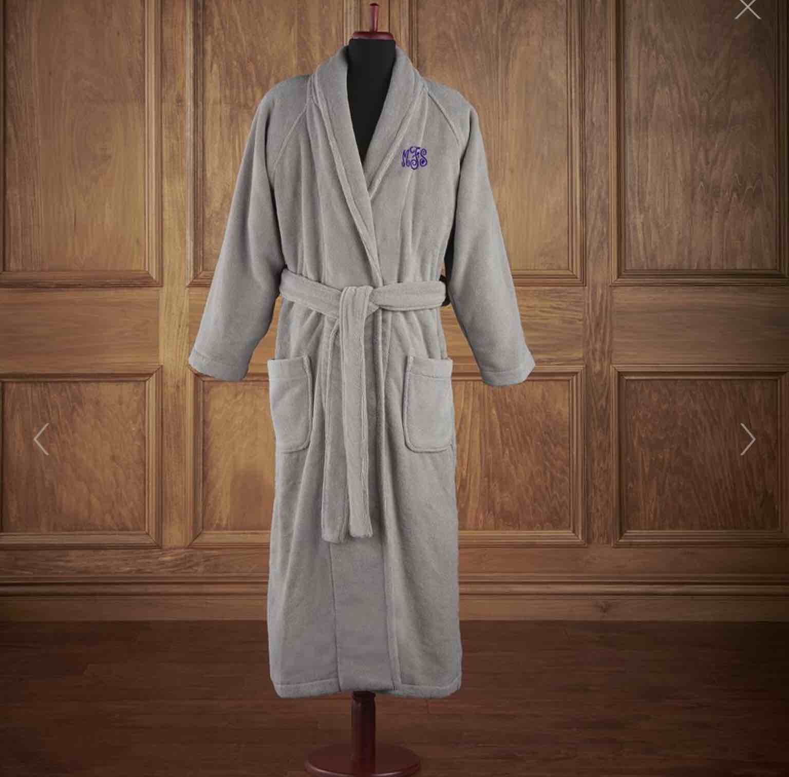 The Hammacher Schlemmer Genuine Turkish Cotton Luxury Bathrobe (Gray)
