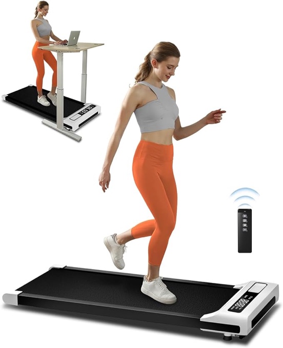 JURITS Walking Pad 2 in 1 for Walking and Jogging, Under Desk Treadmill for Home Office with Remote Control, Portable Walking Pad Treadmill Under Desk, Desk Treadmill in LED Display