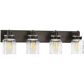 Wood Grip | Bathroom Vanity Light Fixture | Bathroom Light Fixtures | Vanity Lights for Bathroom | Bathroom Lights Over Mirror (Antique Bronze, 4 Lights, LED 100W LED, Bulbs not Included)