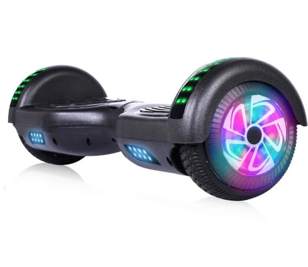 Bluetooth Hoverboard with LED Lights Wheel, 6.5" Self Balancing Electric Scooter for Kids, Teens, Adults, Black