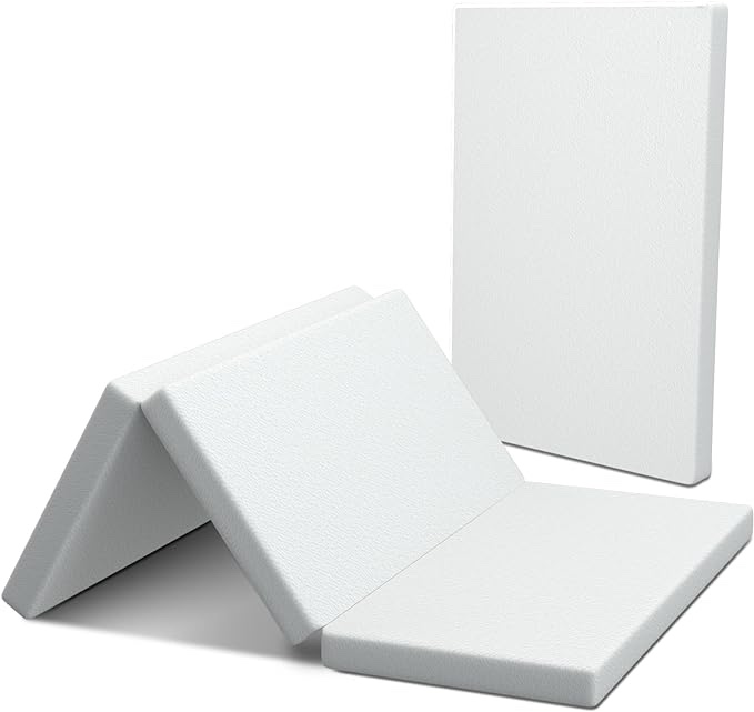 Moonlightfamily Trifold Foldable Pack n Play Mattress Topper, 38 * 26 inch playpen Mattress for Babies, Removable Washable Cover