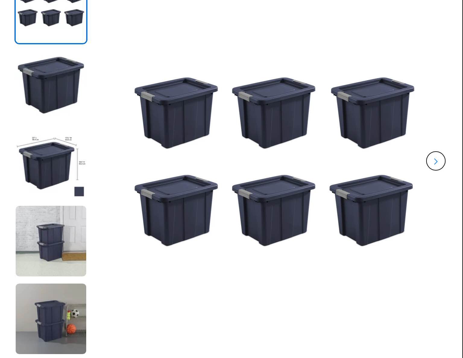 Sterilite 18 Gal. Latching Tuff1 Totes, 18 Gallon, Dark Indigo, 6 Count Dark Indigo 18 Gallon Latch Tuff1