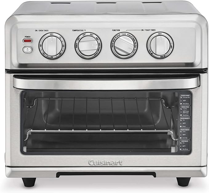 Cuisinart Air Fryer + Convection Toaster Oven, 8-1 Oven with Bake, Grill, Broil & Warm Options, Stainless Steel, TOA-70