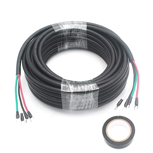 HANSUM 25ft Electrical Wires 14/4 AWG Conductor Automotive Wire for Mini Split Air Conditioner 14Gauge Speaker Low Voltage Wire 300V led Wire Stranded PVC Cord Oxygen-Free Copper Cable Power (25FT)