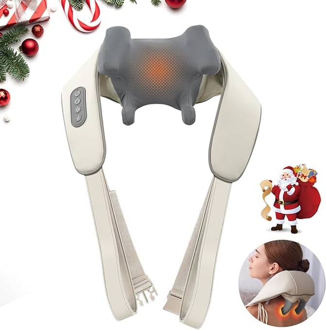 Neck Massager With Heat, Cordless Neck Massager for Pain Relief Deep Tissue, Shiatsu Back Shoulder and Neck Massager Pillow, Kneading Massager for Cervical Neck, Back, Shoulder, Leg, Ideal Gifts