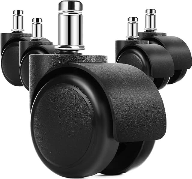 MaxGear 2" Office Chair Wheels Heavy Duty Replacement, Mute Rubber Rotating Desk Chair Caster Wheels, Safe for All Floors Including Hardwood, Universal Standard Stem Size Fits 99%, Set of 5