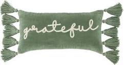 Mud Pie Velvet Applique Lumbar, 9" x 18", Green