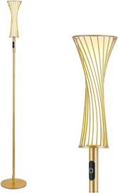 HEWEGO Gold Standing Lamps for Living Room, Floor Lamps for Bedroom LED Dimmable Modern Floor Lamps Standing Corner Lamp, Crystal Floor Lamps