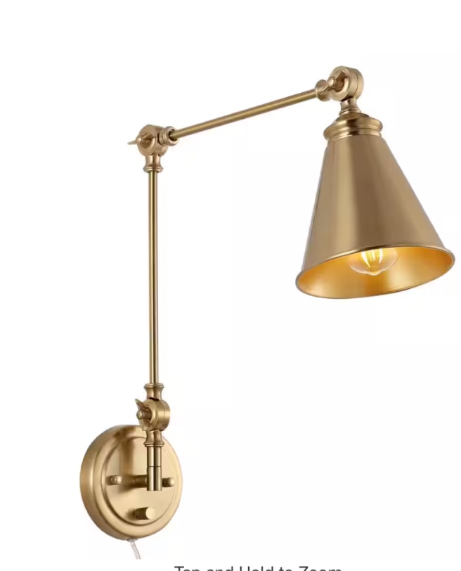 Vintage Adjustable Swing Arm Wall Lamp Foldable Gold Wall Light