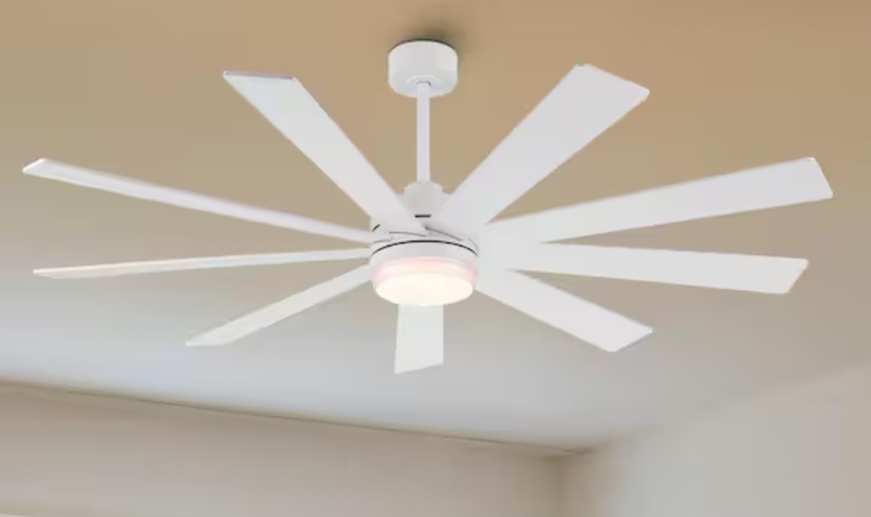84 in. 9 Blades LED Indoor White Ceiling Fan with Remote