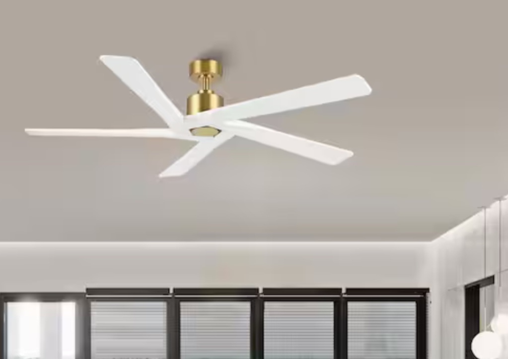 54 in. DC Indoor Gold and White Ceiling Fan without Lights and Remote Control