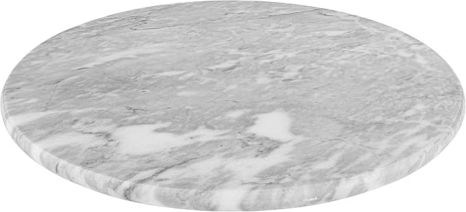 Homeries Marble Round Cheese Tray Board (12 Inches) - White Elegant Serving Platter & Tray for Weddings, Birthdays, Christmas, Bread, Cake, Cheese & Pizza – Smooth Finish & Durable (Round)